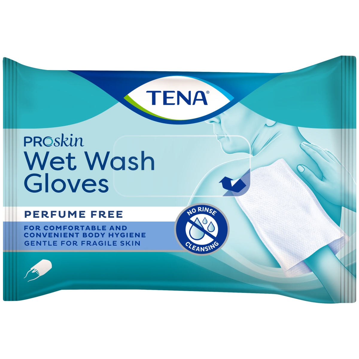 TENA Wet Wash Gloves ProSkin samitrinātie cimdiņi, 8 gab.