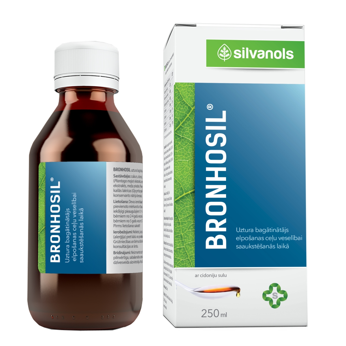 SILVANOLS Bronhosil sīrups (bojāts iepakojums), 250 ml - Produkta attēls