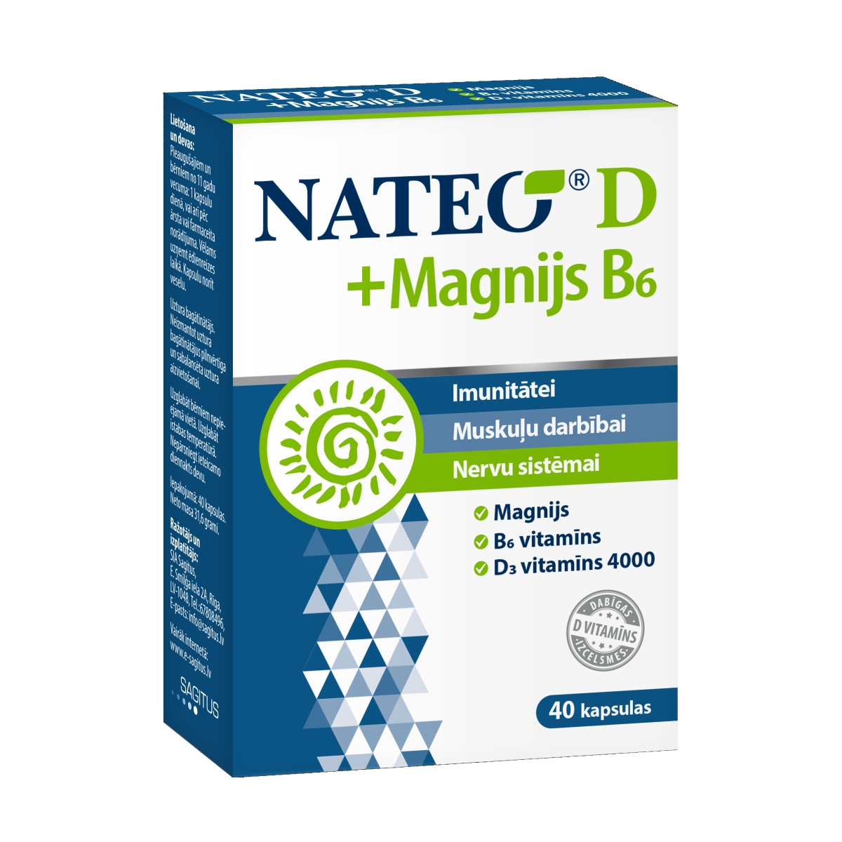 NATEO® D + Magnijs B6 kapsulas, 40 gab.