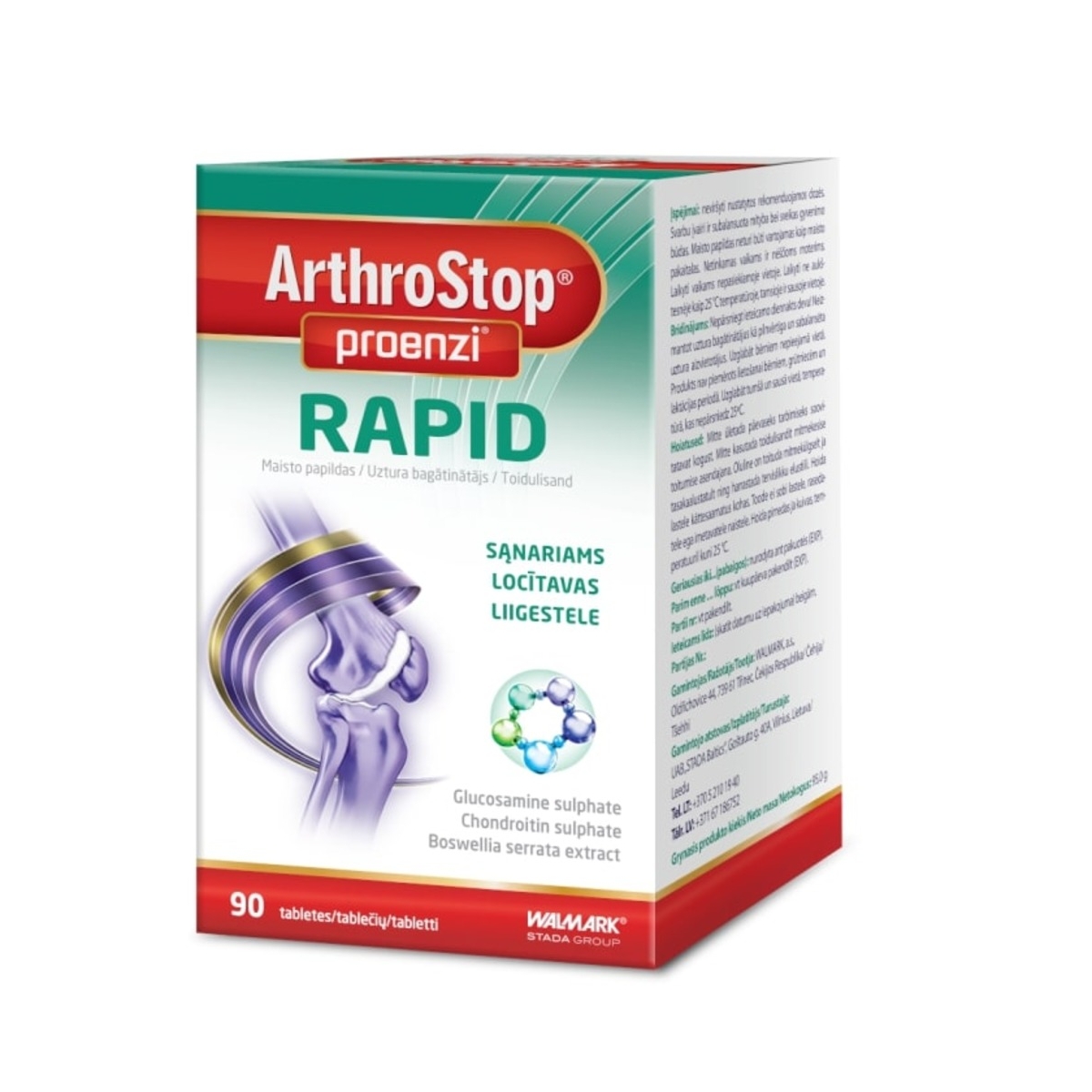 WALMARK Proenzi Arthrostop Rapid tabletes, 90 gab. - Produkta attēls