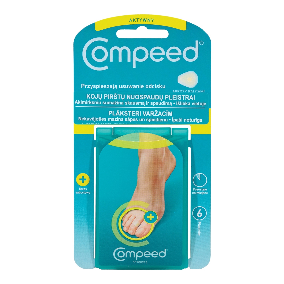 COMPEED® plāksteri varžacīm starp kāju pirkstiem ar salicilskābi, 6 gb - Produkta attēls