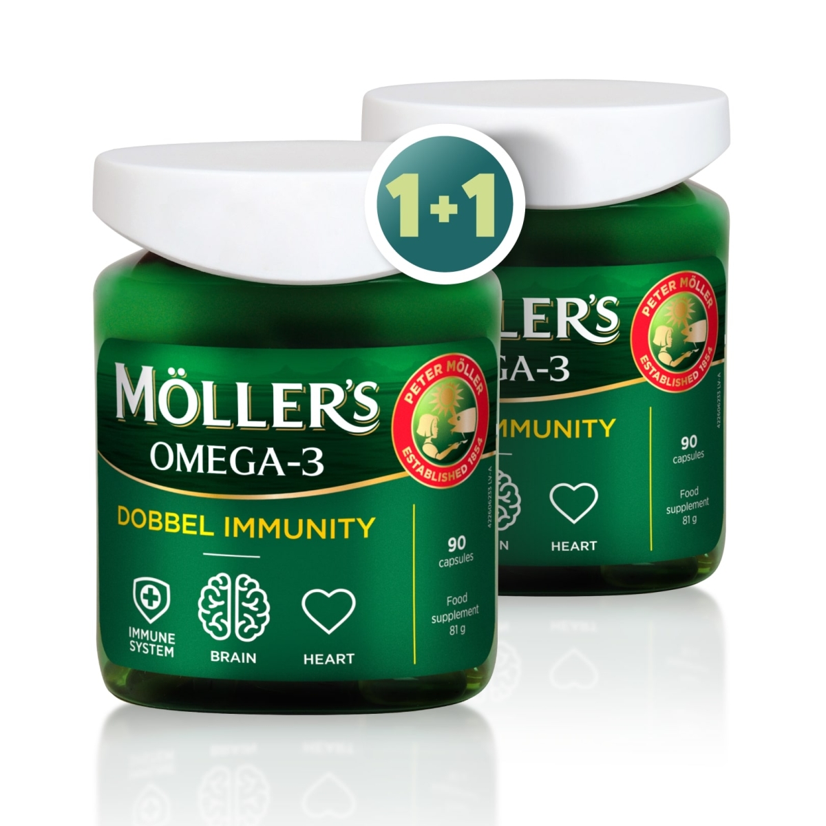 MOLLERS Dobbel Immunity kapsulas 1+1, 90gab