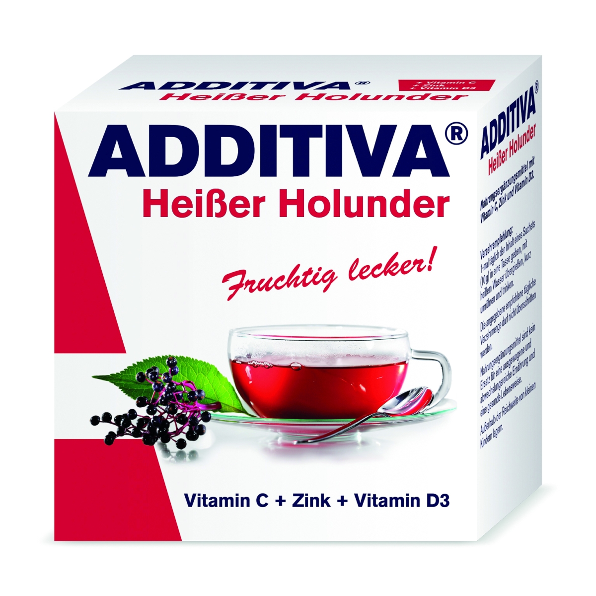 ADDITIVA Karstais plūškoks + C vitamīns + cinks + D3 vitamīns pulveris, 10 gab. - Produkta attēls