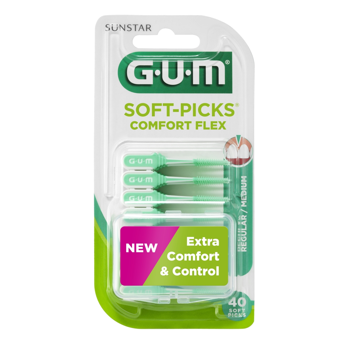 GUM Soft-Picks Comfort Flex zobu bakstāmie kociņi ar fluorīdu, 40 gab - Produkta attēls