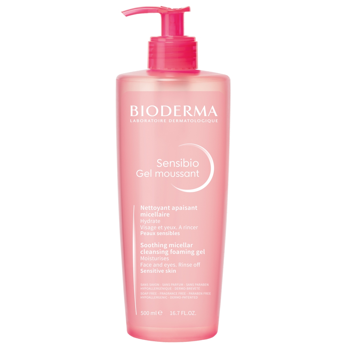 BIODERMA Sensibio Gel moussant attīrošs putojošs gels jutīgai ādai, 500 ml - Produkta attēls