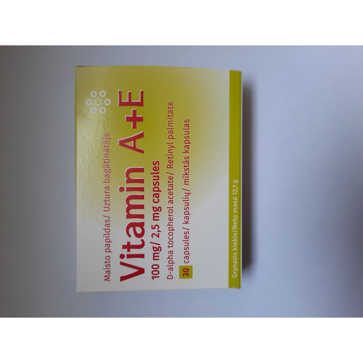 Vitamin A+E, 30 kapsulas - Produkta attēls