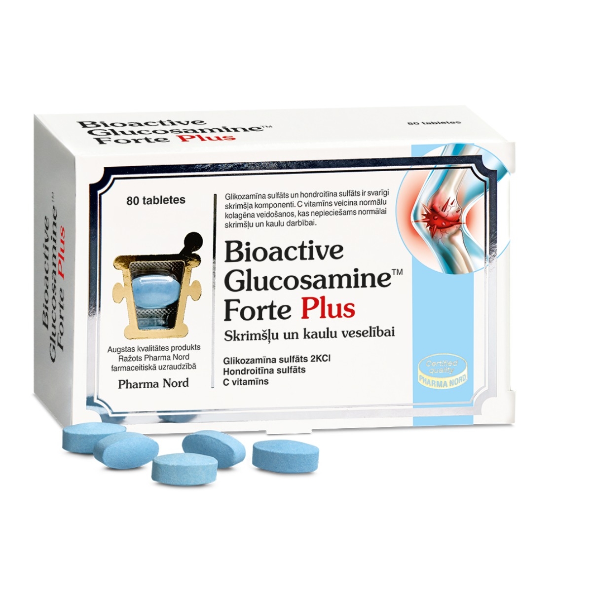 BIOACTIVE Glucosamine Forte Plus tabletes, 80 gab.