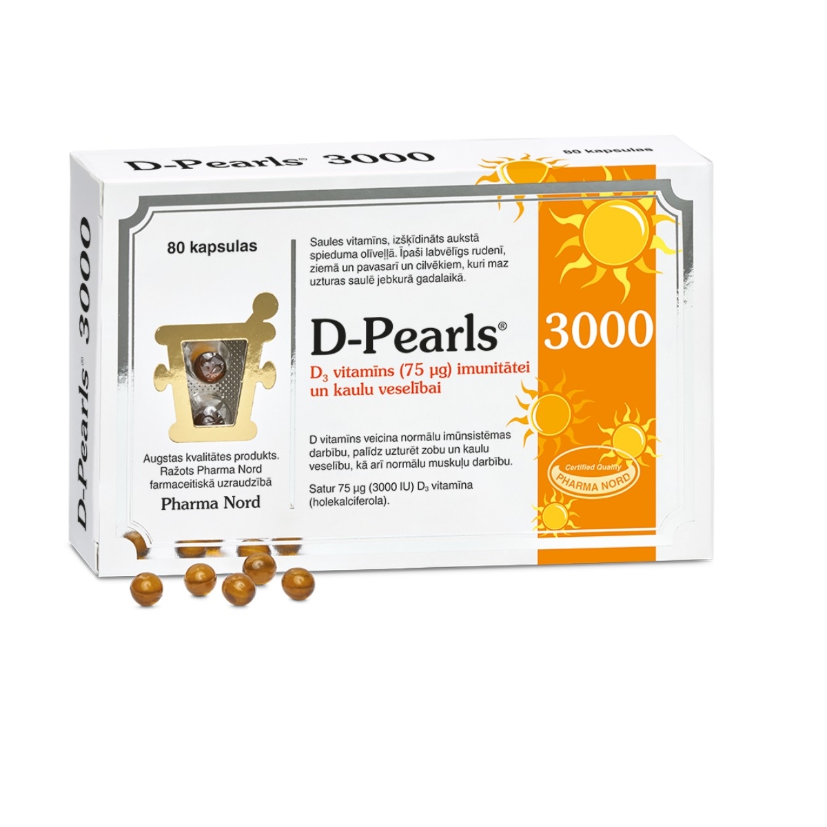 D-PEARLS 3000 kapsulas, 80 gab. - Produkta attēls