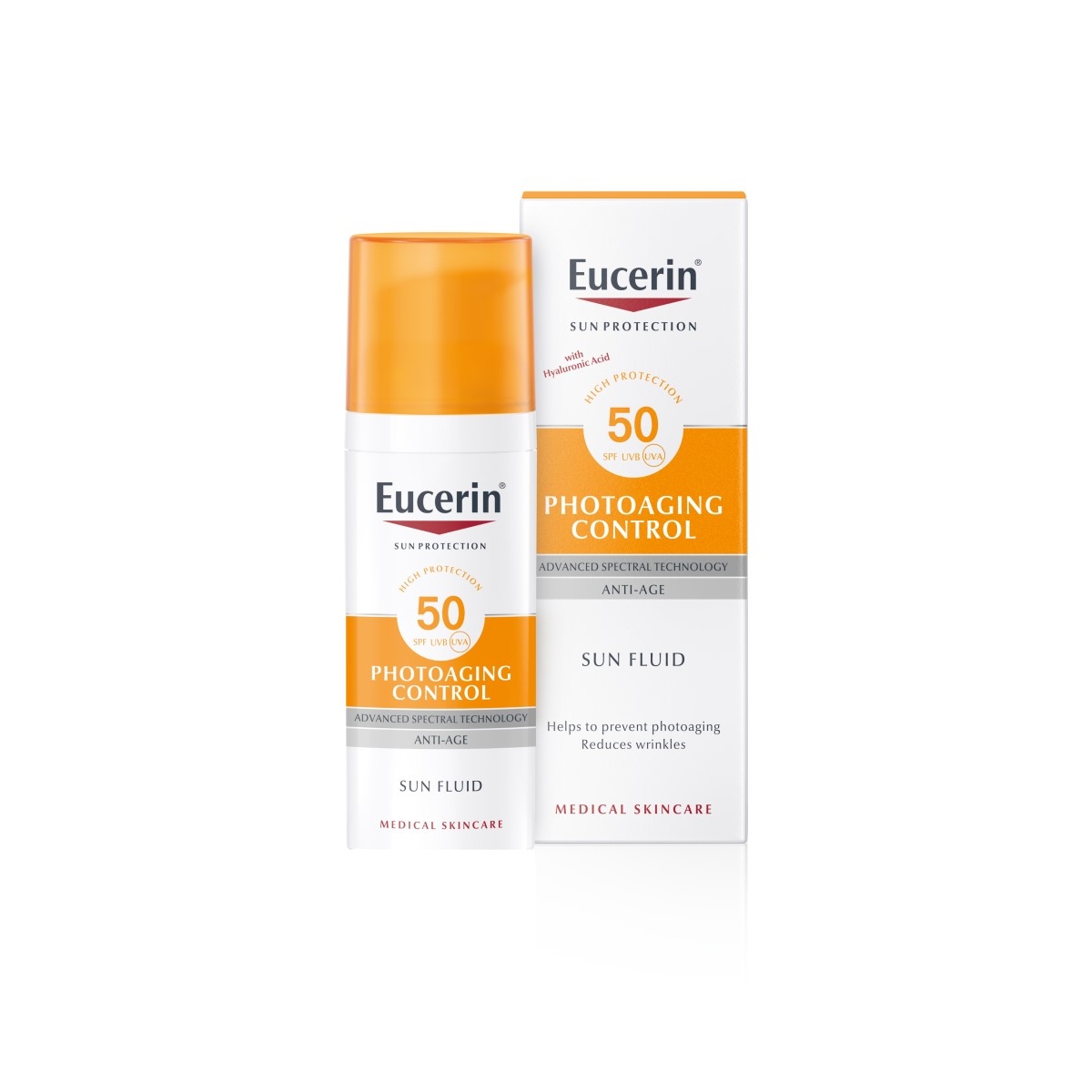 EUCERIN Sun Photoaging Control sauļošanās fluīds pret novecošanu ar SPF50, 50 ml