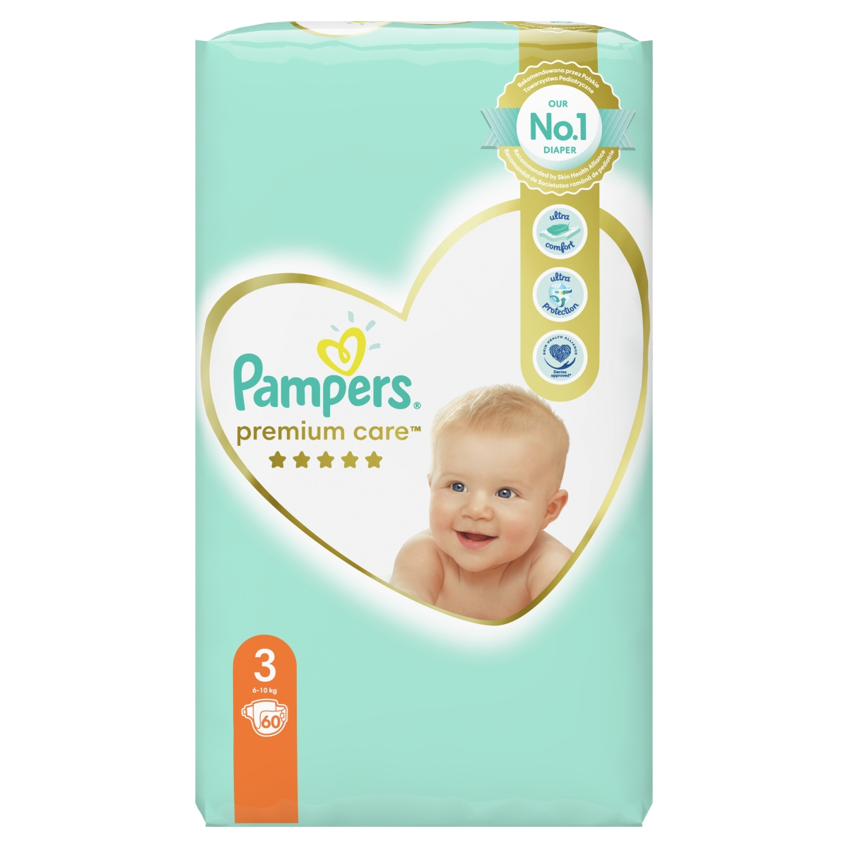 PAMPERS Premium Care S3 Midi autiņbiksītes (6 - 10 kg), 60 gab - Produkta attēls