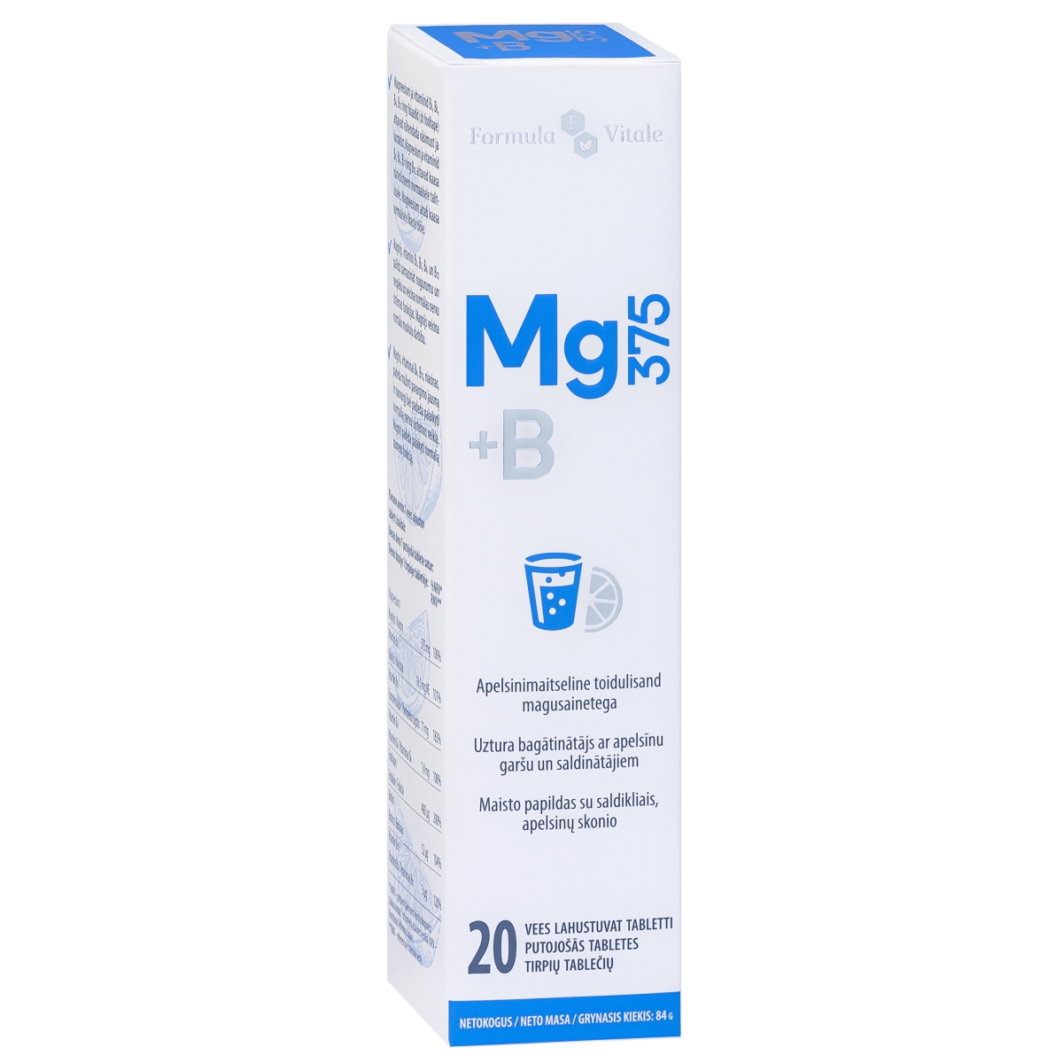 FORMULA VITALE Magnijs + B Vitamīns putojošas tabletes, 20 gab.