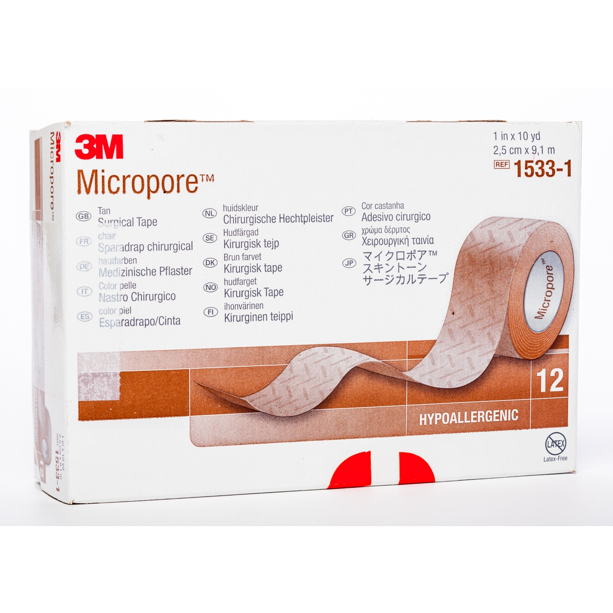 3M MICROPORE RULLĪTIS 2.5CMX9.1M N12 (ĀDAS KR.) - Produkta attēls