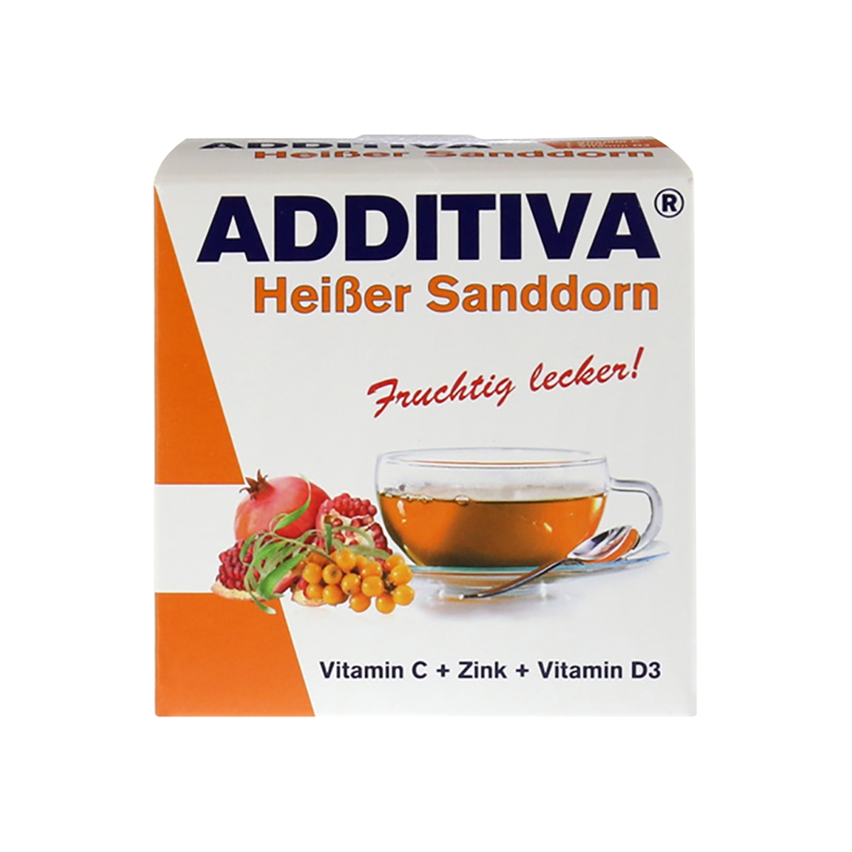 ADDITIVA Karstais smiltsērkšķis C vitamīns + Cinks + D3 vitamīns pulveris, 100 g - Produkta attēls