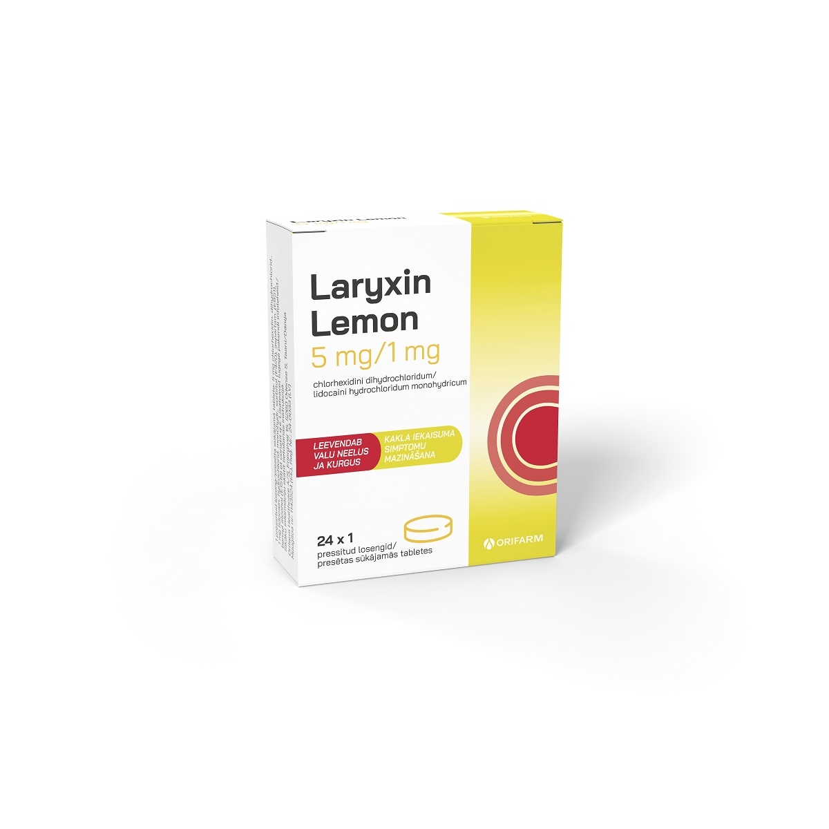 LARYXIN LEMON 5MG/1MG SŪK TBL N24 - Produkta attēls