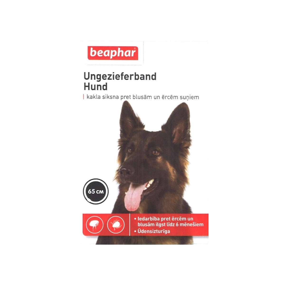 BEAPHAR UNGEZIEFERBAND HUND 3.9G KAKLA S 65CM SUŅIEM (SARKANA) - Produkta attēls