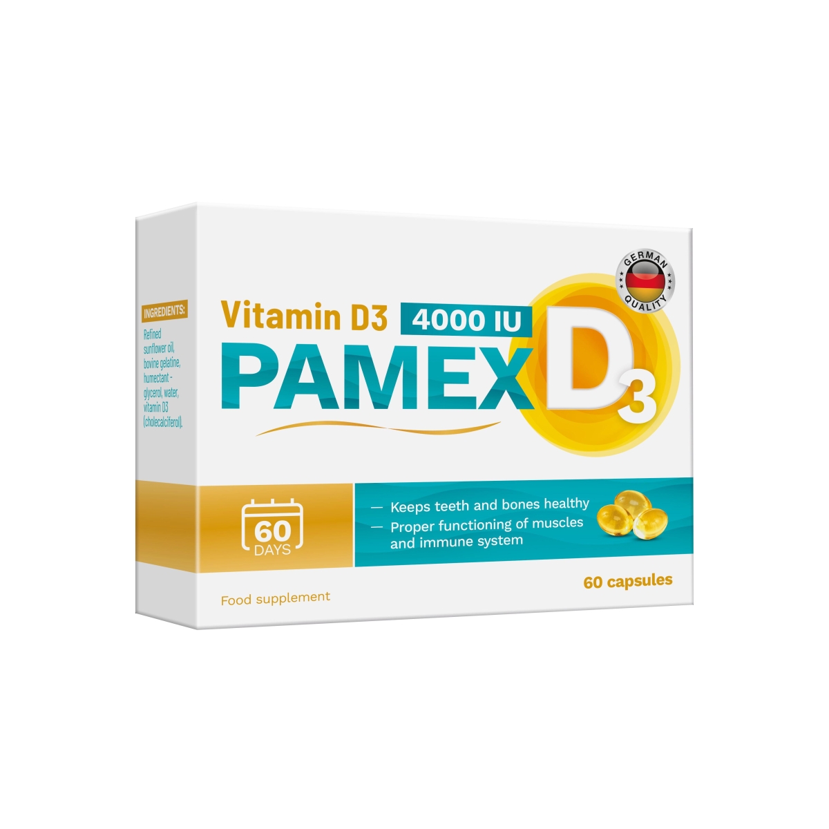 PAMEX D3 vitamīns (IU 4000), 60 gab. - Produkta attēls