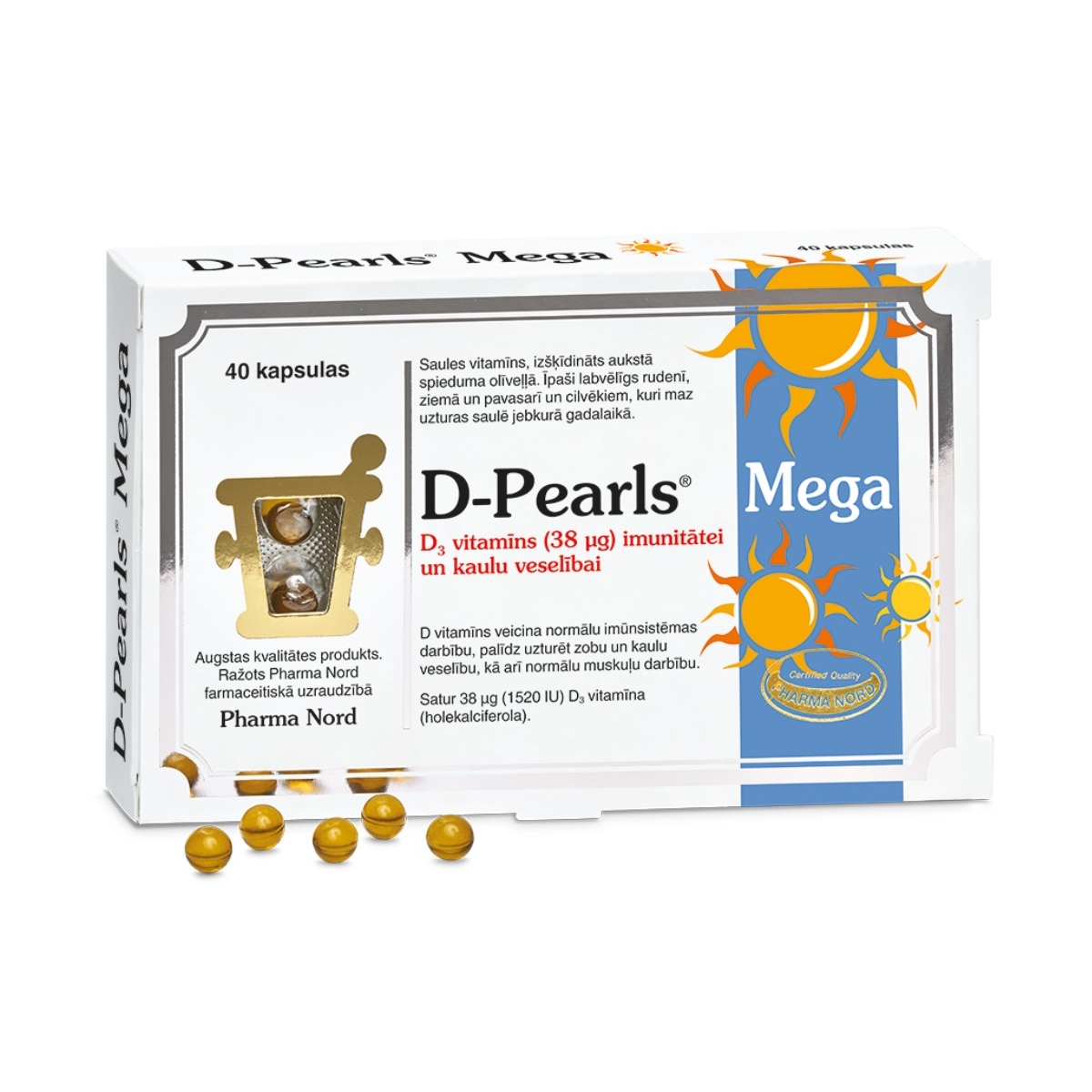 D-PEARLS Mega kapsulas, 40 gab. - Produkta attēls