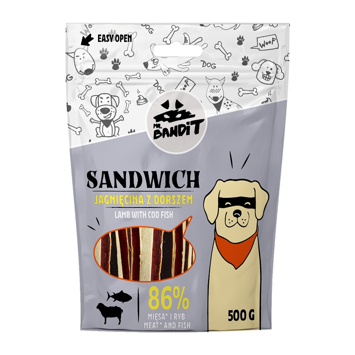 MR.BANDIT SANDWICH KĀRTAINS JĒRS AR ZIVI 500G - Produkta attēls