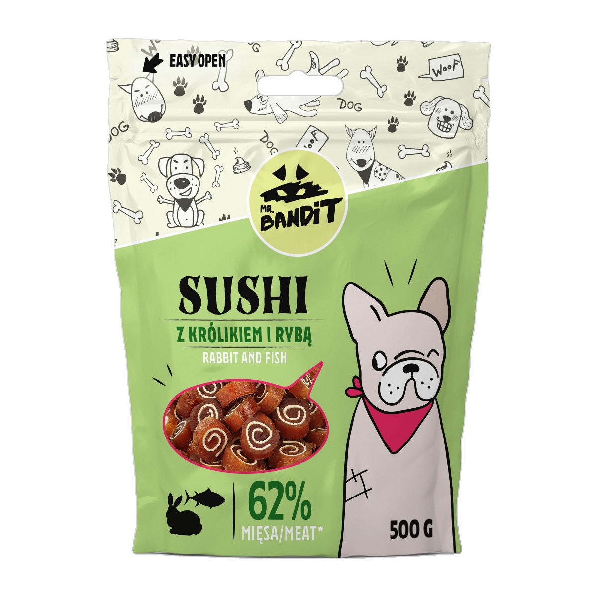 MR.BANDIT SUSHI SUŠI ROLLI TRUSIS AR ZIVI 500G - Produkta attēls