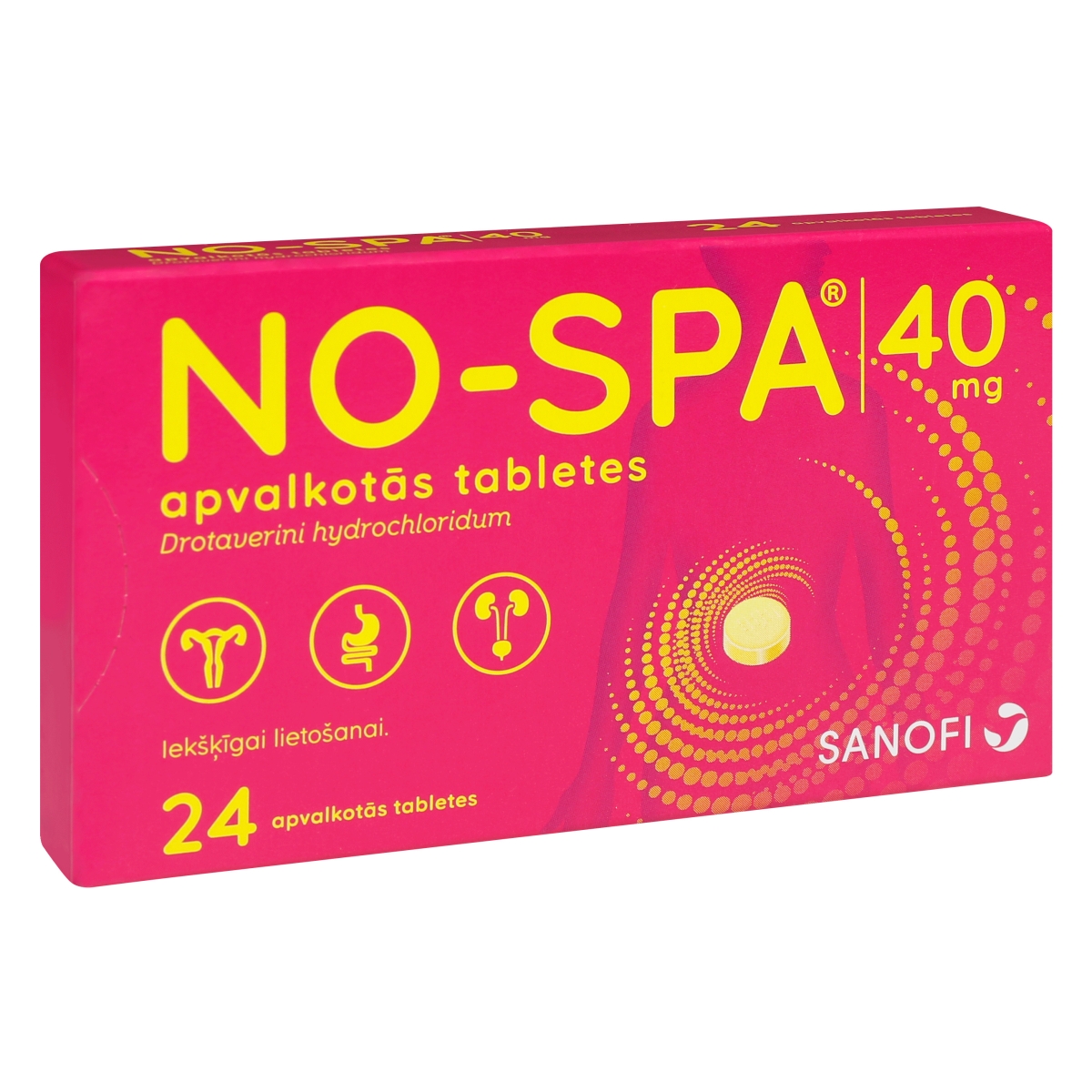 NO-SPA® 40 mg apvalkotās tabletes, 24 gab - Produkta attēls