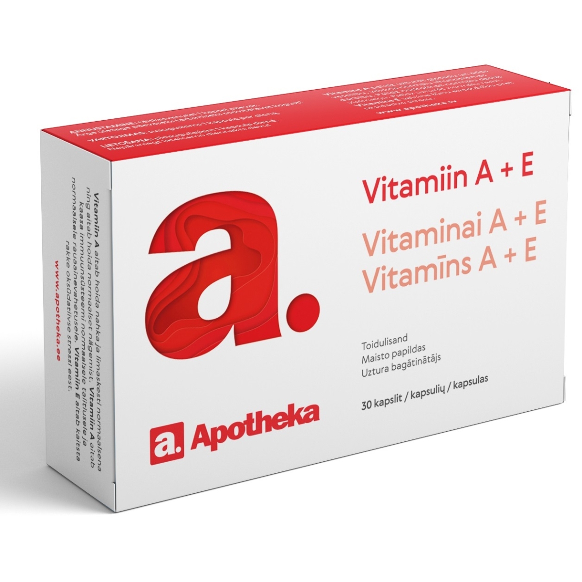 APOTHEKA  A+E vitamīns kapsulas, 30 gab - Produkta attēls