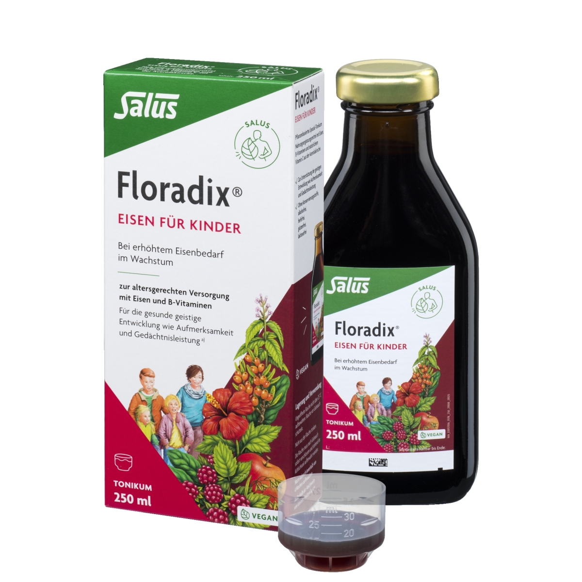 Floradix dzelzs bērniem ar aveņu garšu, 250 ml - Produkta attēls