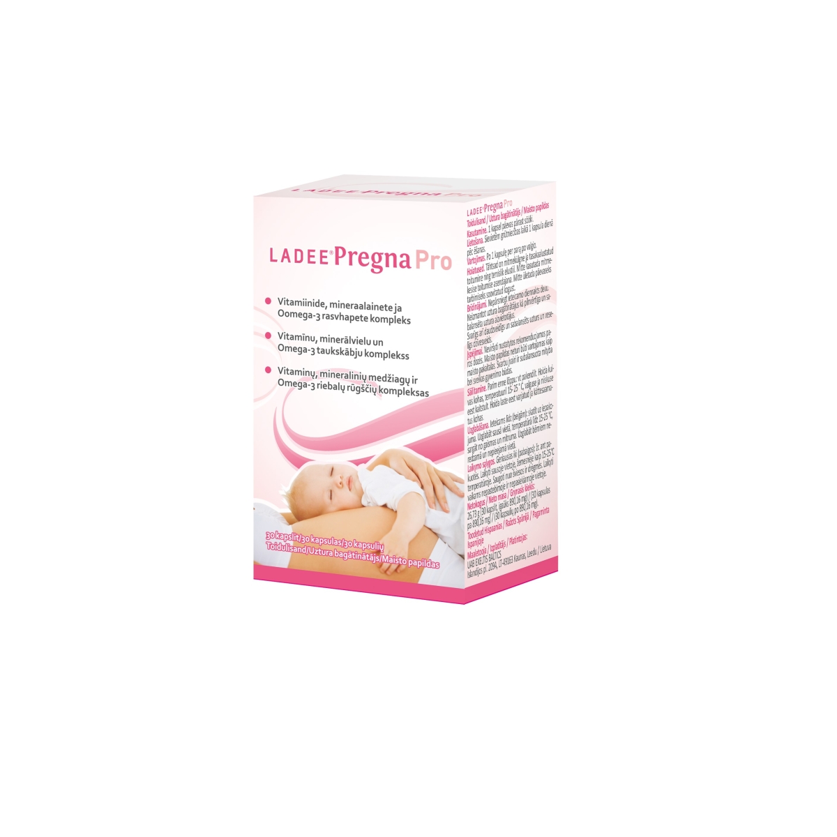 LADEE PREGNA PRO VITAMĪNI KAPSULAS N30 - Produkta attēls