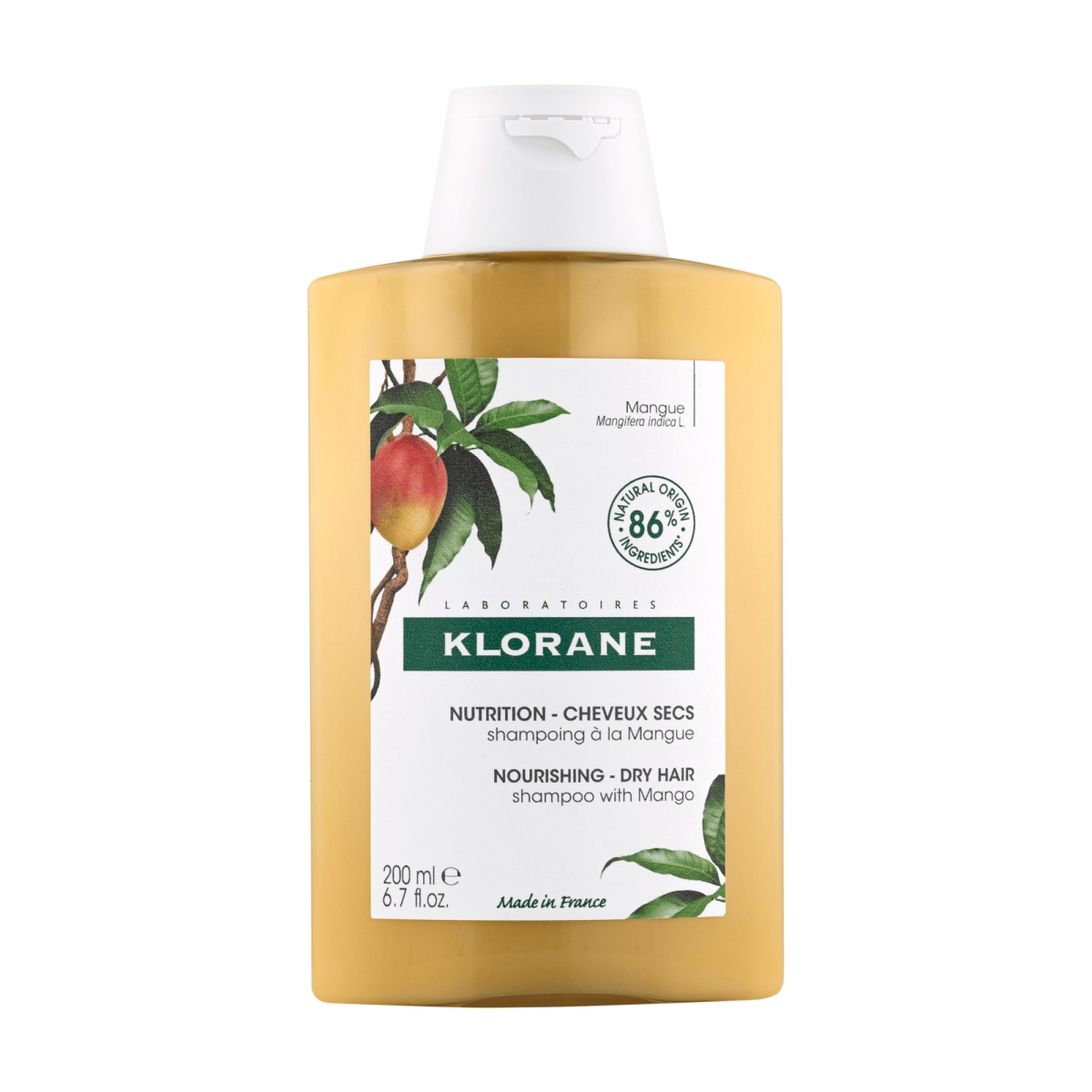 KLORANE šampūns ar mango sausiem matiem, 200ml - Produkta attēls