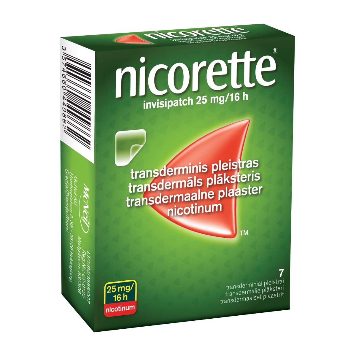 NICORETTE Set 25 mg/ 16 H transdermālie plāksteri, 7 gab. - Produkta attēls 1