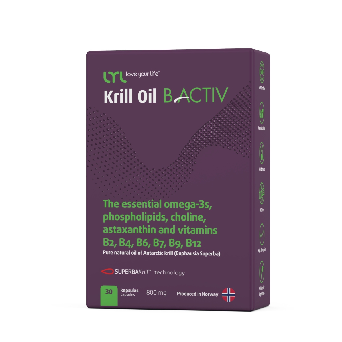 LYL Krill Oil B ACTIV, 30 kapsulas - Produkta attēls