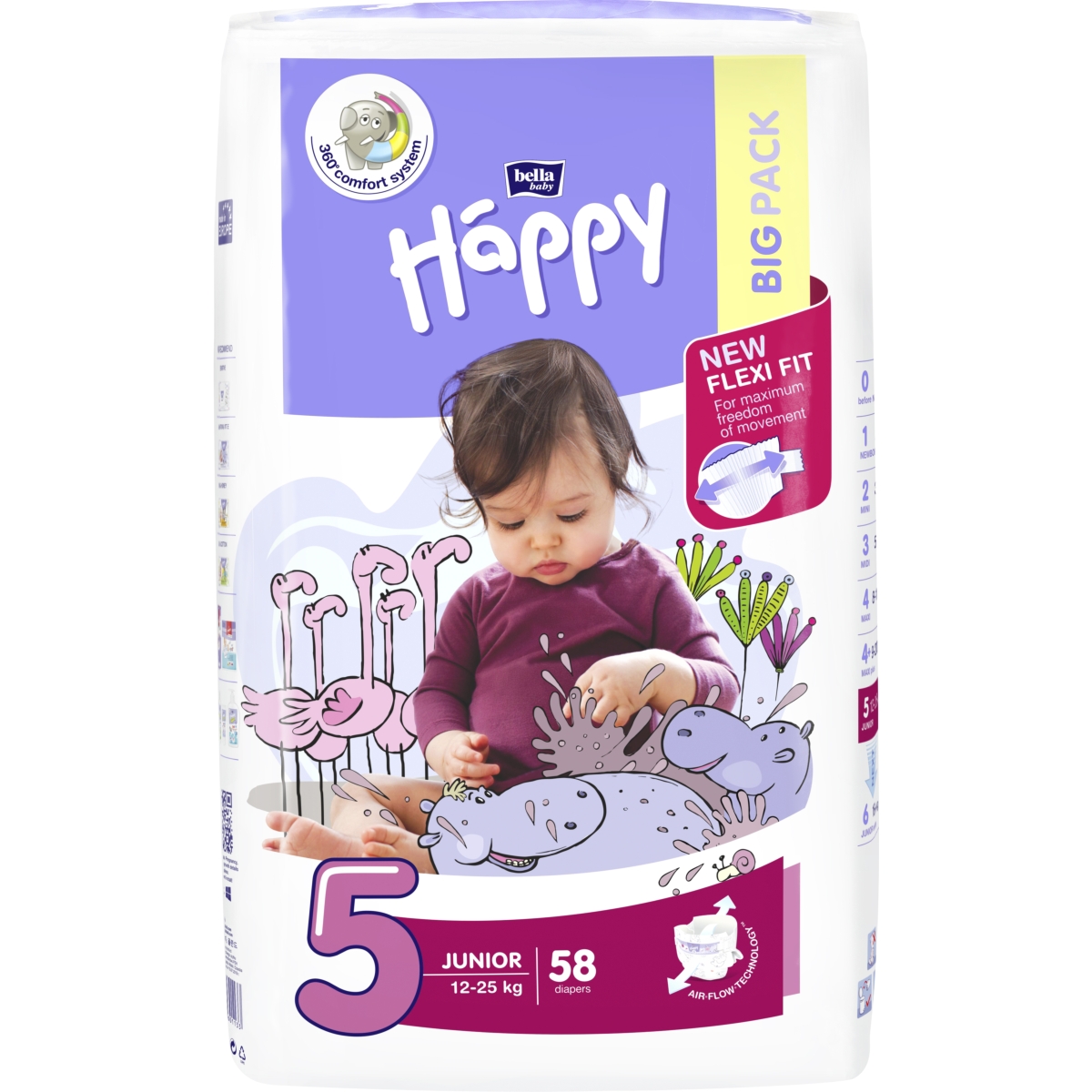 HAPPY JUNIOR autiņbiksītes, 5. izmērs (12-25 kg), 58 gab. - Produkta attēls