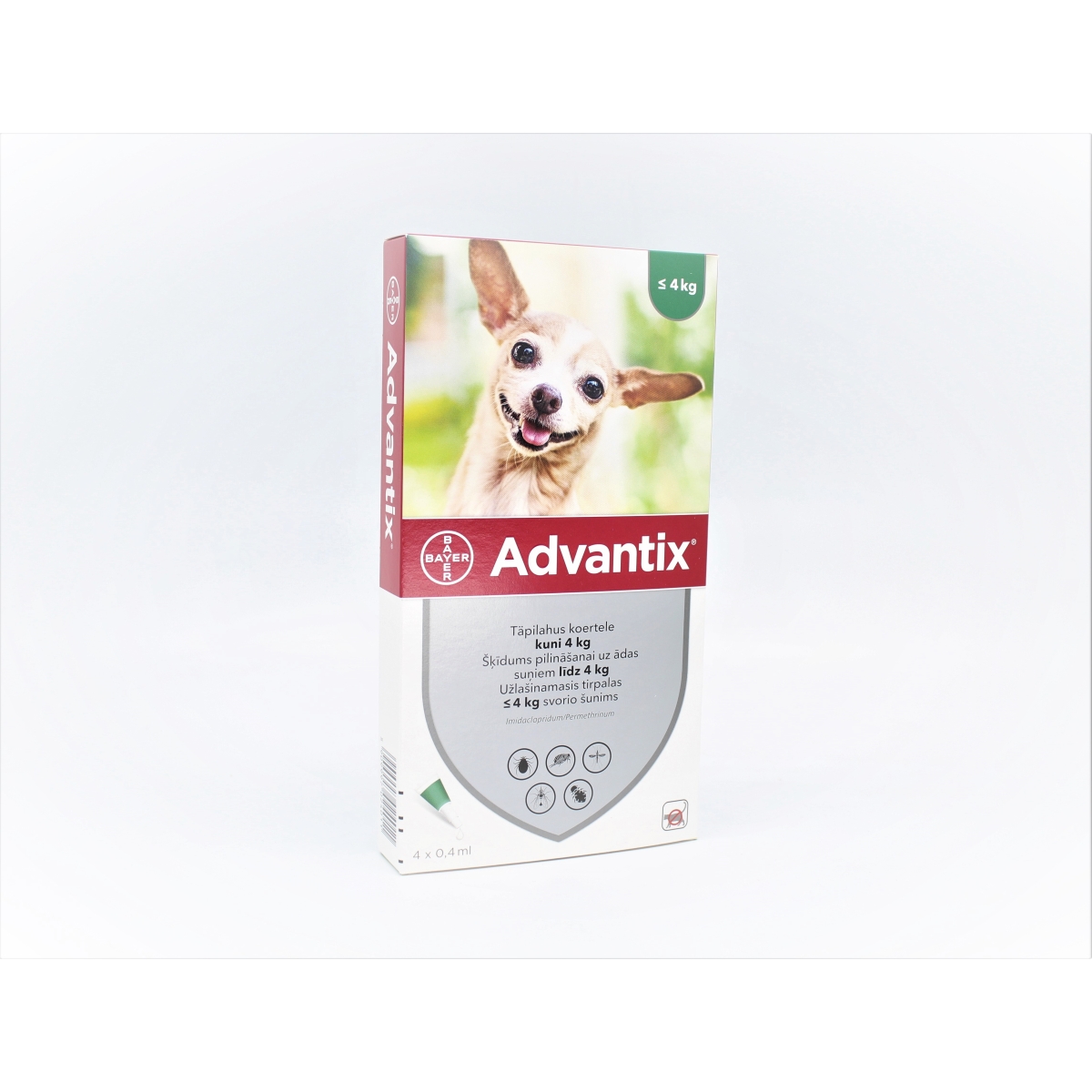 ADVANTIX    40/200MG ŠĶĪD 0.4ML SUŅIEM LĪDZ 4KG N4 - Produkta attēls