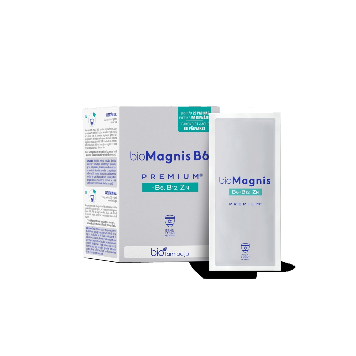 bioMAGNIJS B6 premium® +B6, B12 un Cinks pulveris, 28 gab.