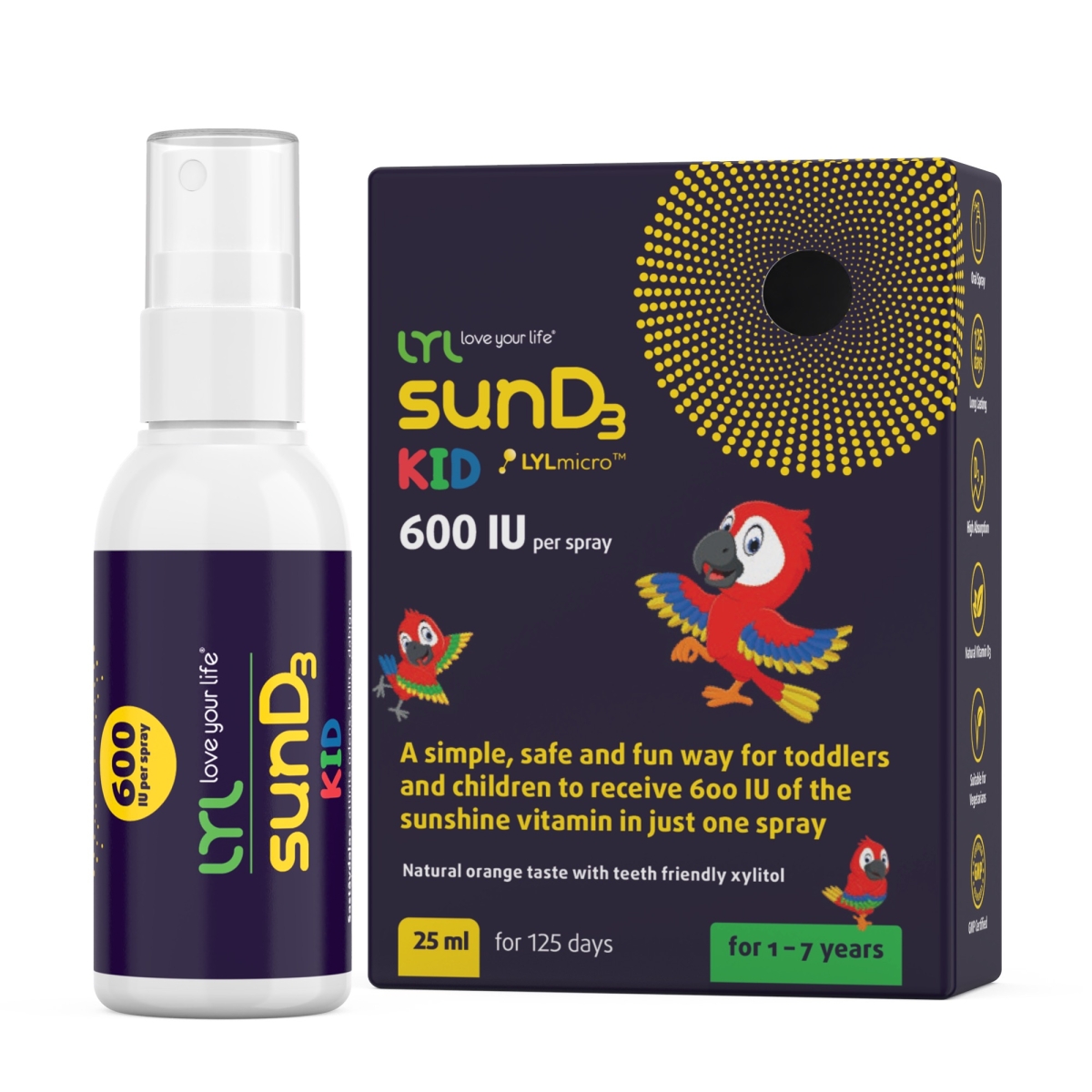 LYL sun D3 KID sprejs 600IU, 25 ml