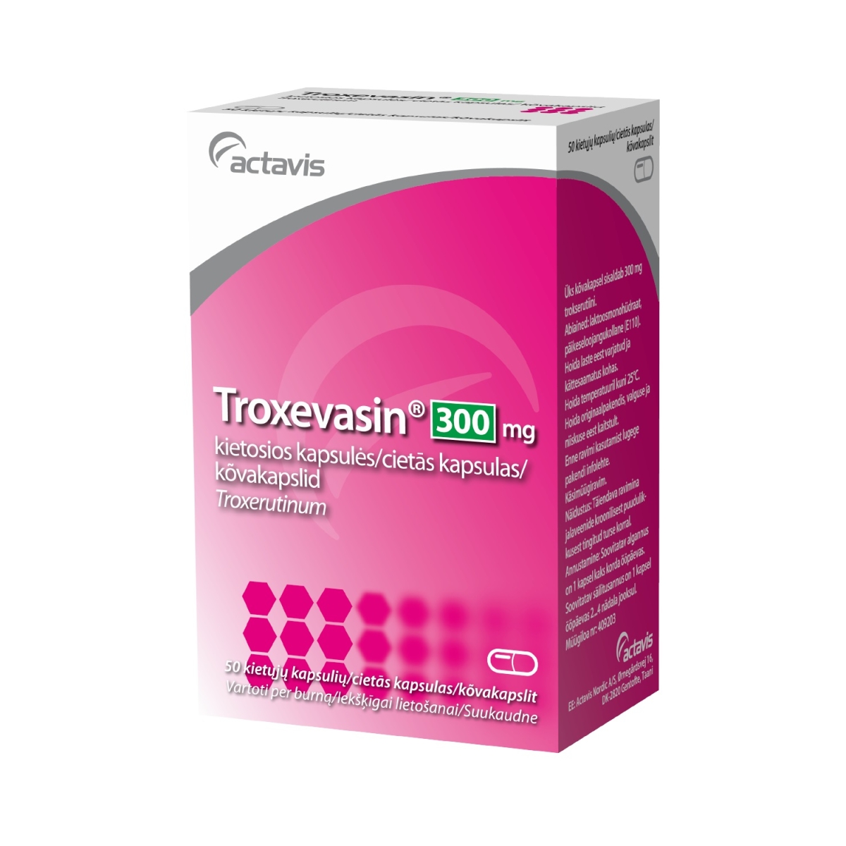 TROXEVASIN 300 mg kapsulas, 50 gab. - Produkta attēls