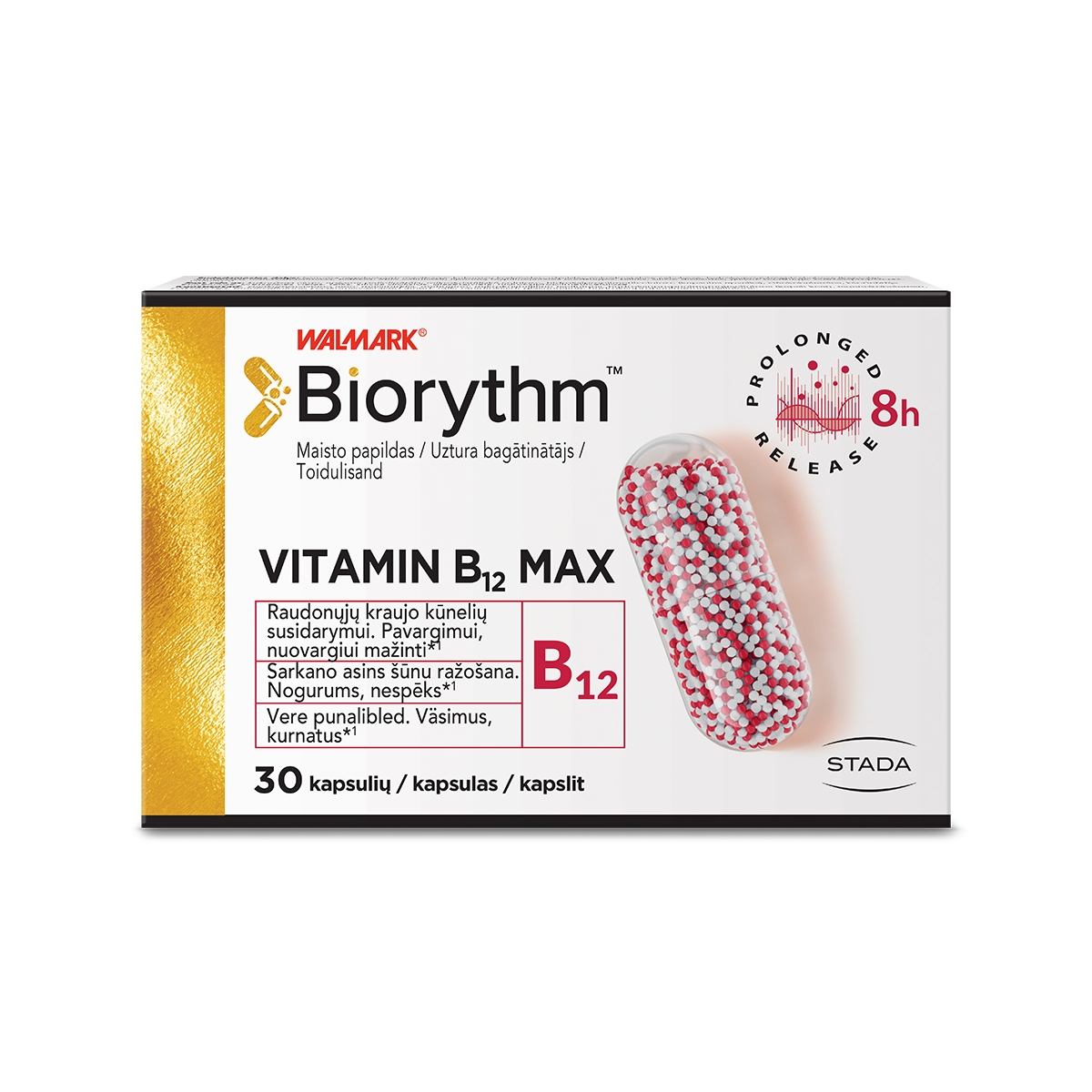 WALMARK Biorythm Vitamin B12 Max kapsulas, 30 gab. - Produkta attēls