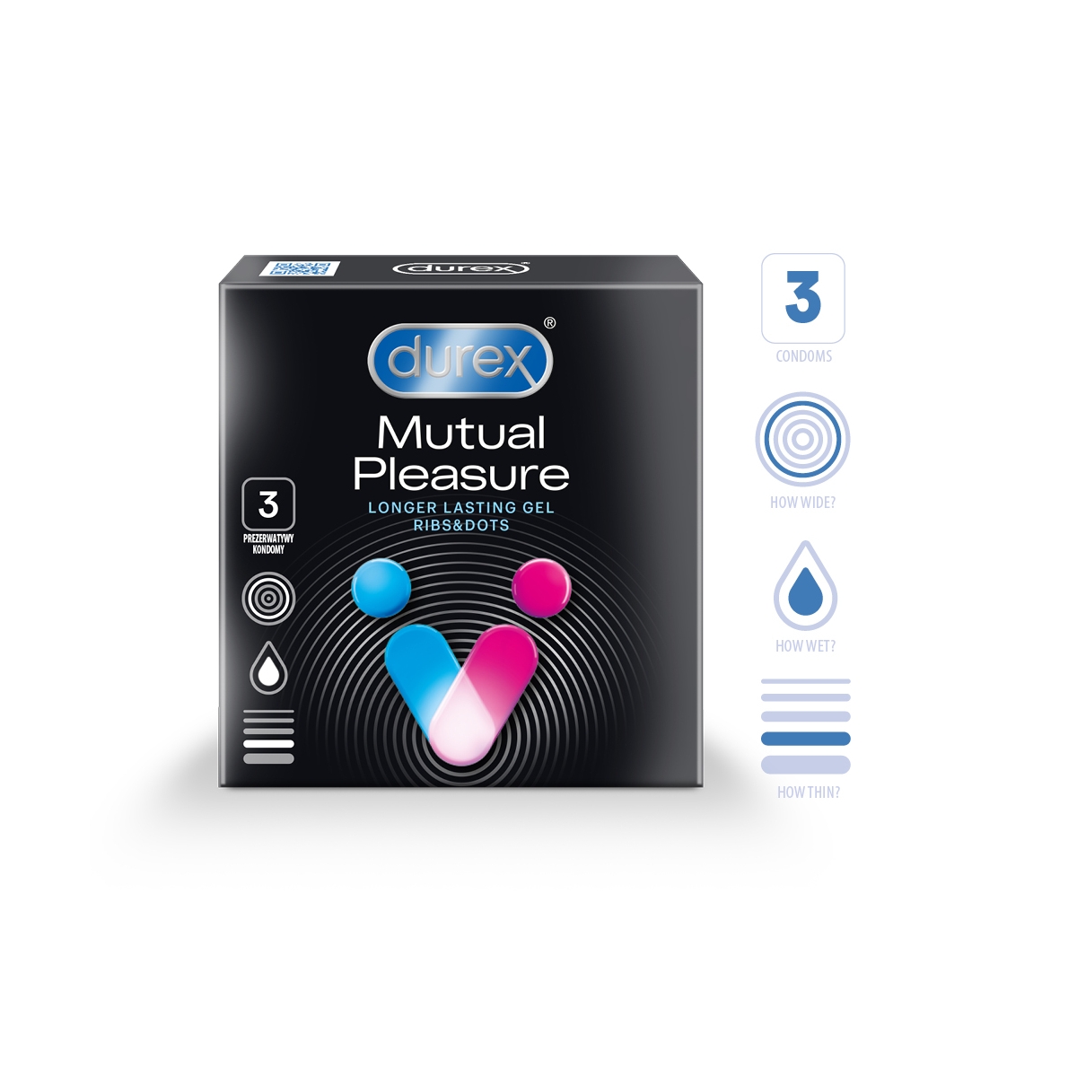 DUREX Mutual Pleasure prezervatīvi, 3 gab. - Produkta attēls