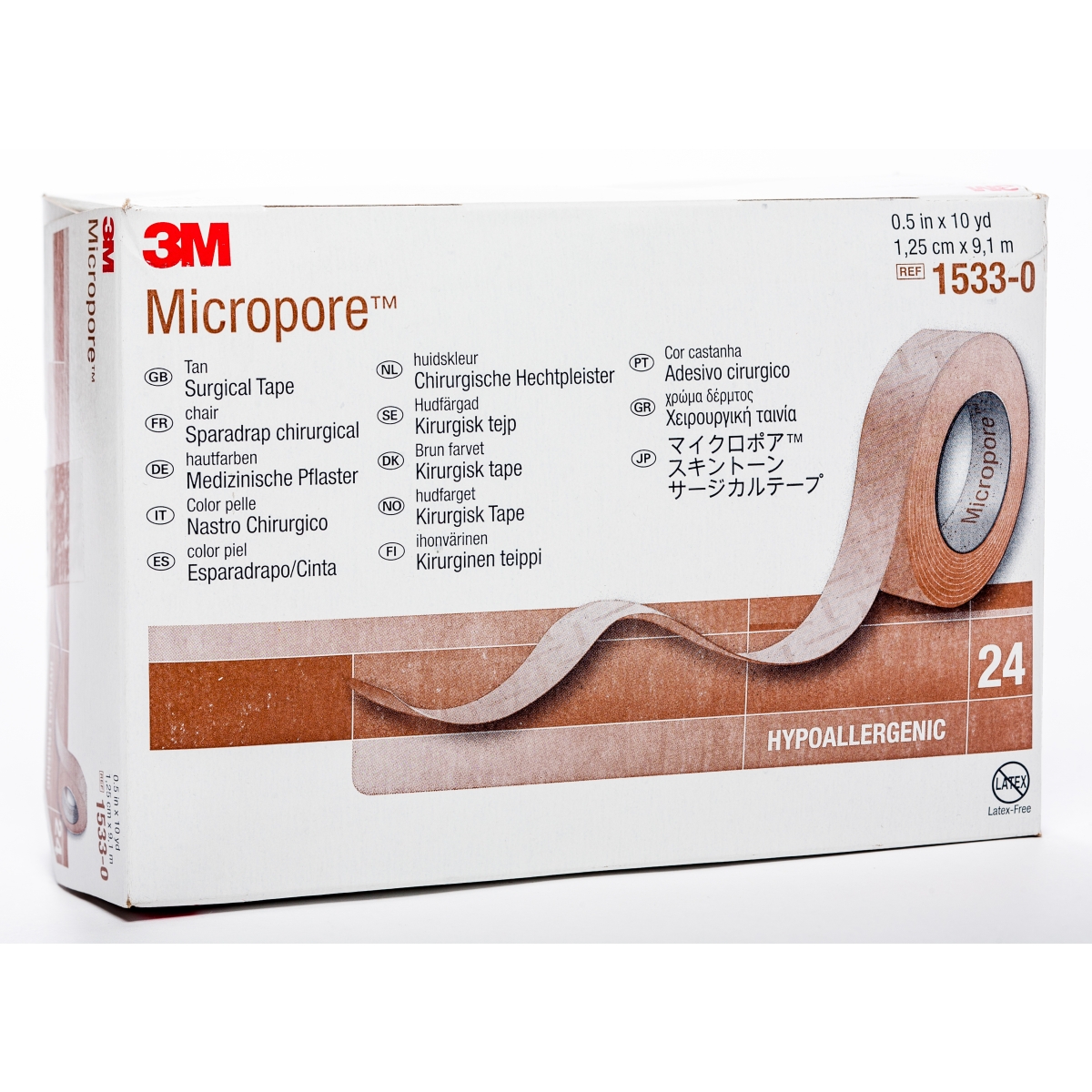 3M MICROPORE RULLĪTIS 1.25CMX9.1M N24 (ĀDAS KR.) - Produkta attēls