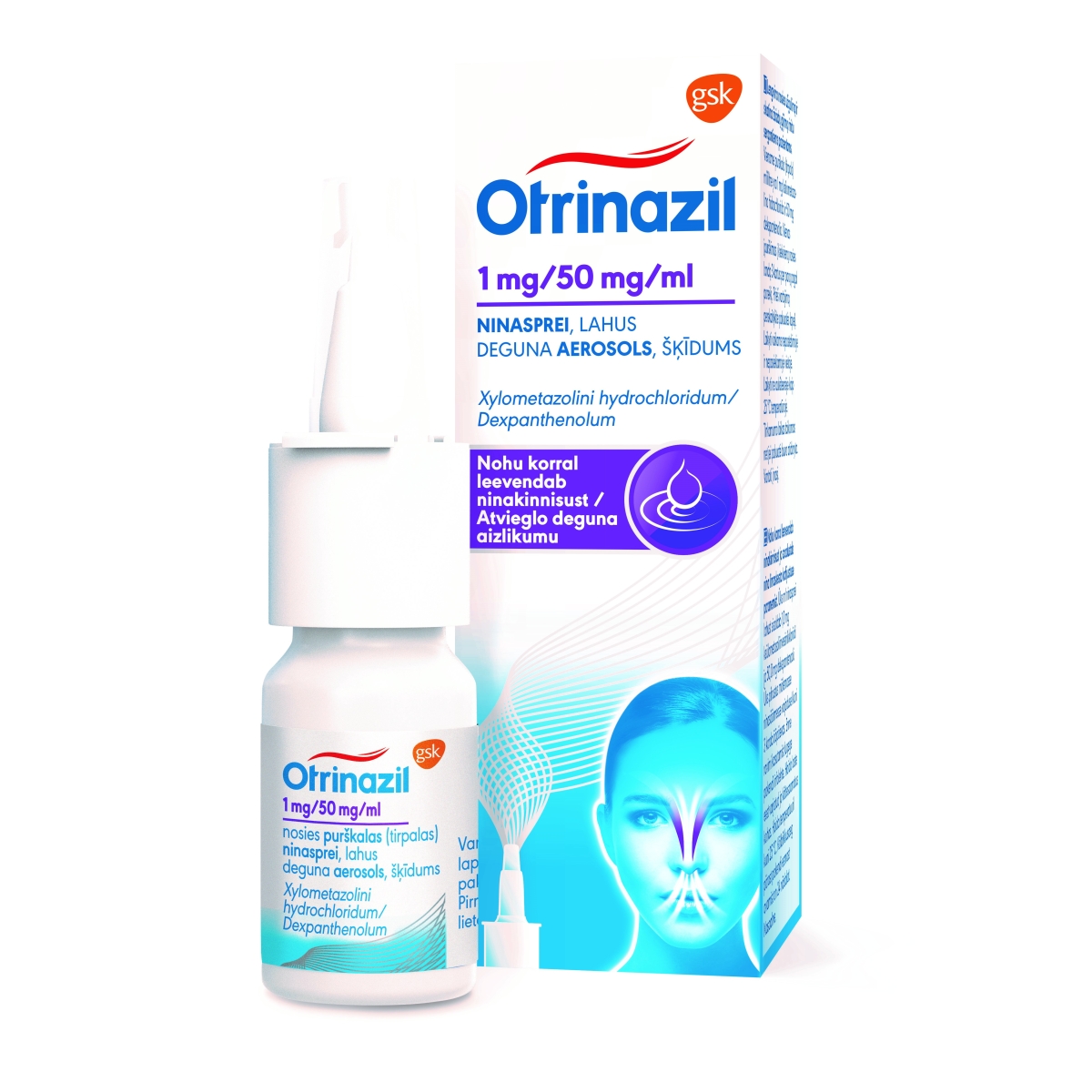 OTRINAZIL SPRAY 1MG/50MG/ML DEGUNA AEROSOLS 10ML - Produkta attēls