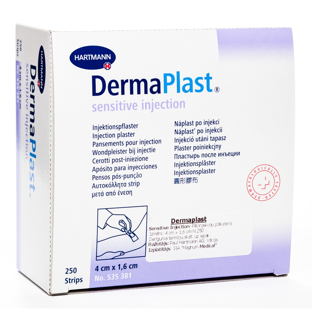 DERMAPLAST pēcinjekciju plāksteri (4 x 1.6 cm), 250 gab - Produkta attēls