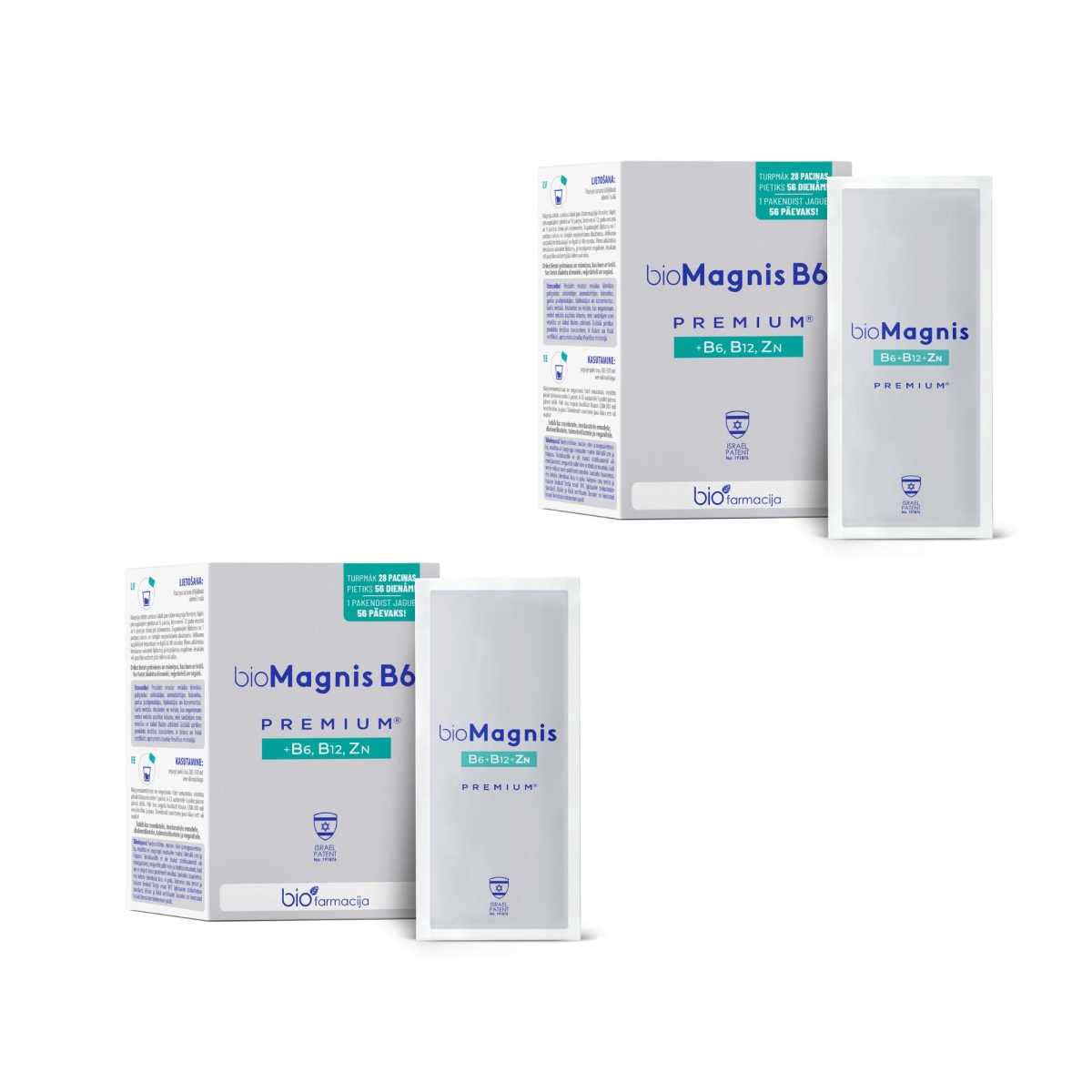 bioMAGNIJS B6 premium® +B6, B12 un Cinks pulveris, 28 gab. (1+1)