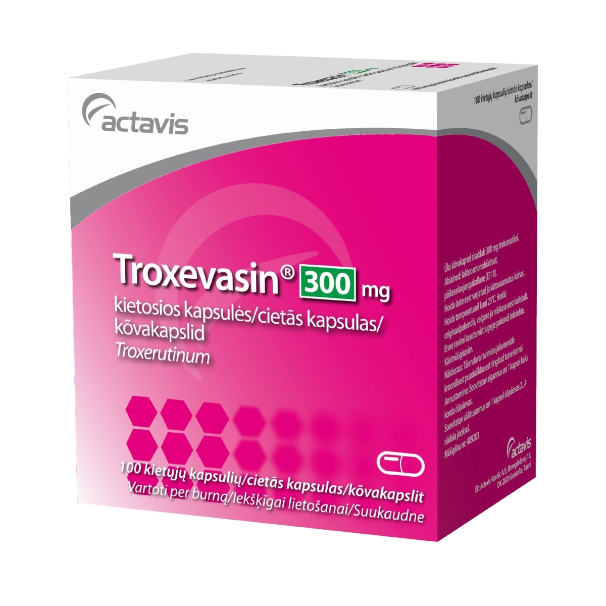 TROXEVASIN 300 mg kapsulas, 100 gab. - Produkta attēls