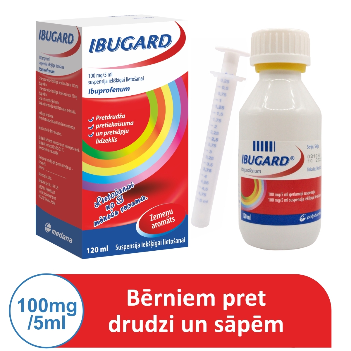 IBUGARD 100MG/5ML SUSP IEKŠĶ LIETOSANAI 120ML