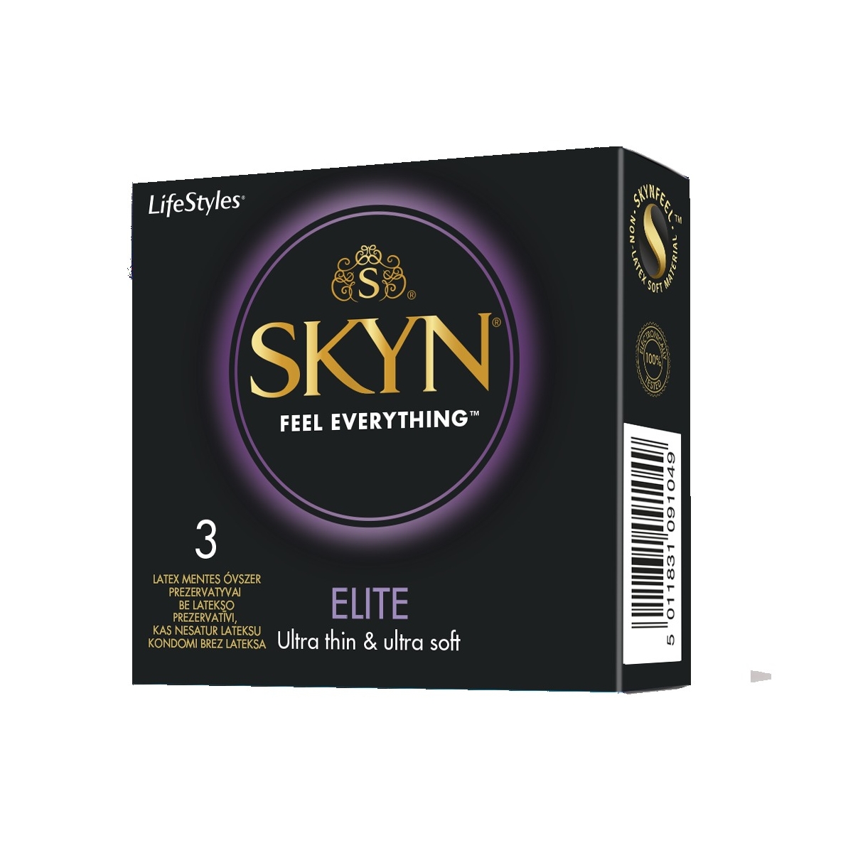 LIFESTYLES Skyn Elite prezervatīvi, 3 gab. - Produkta attēls