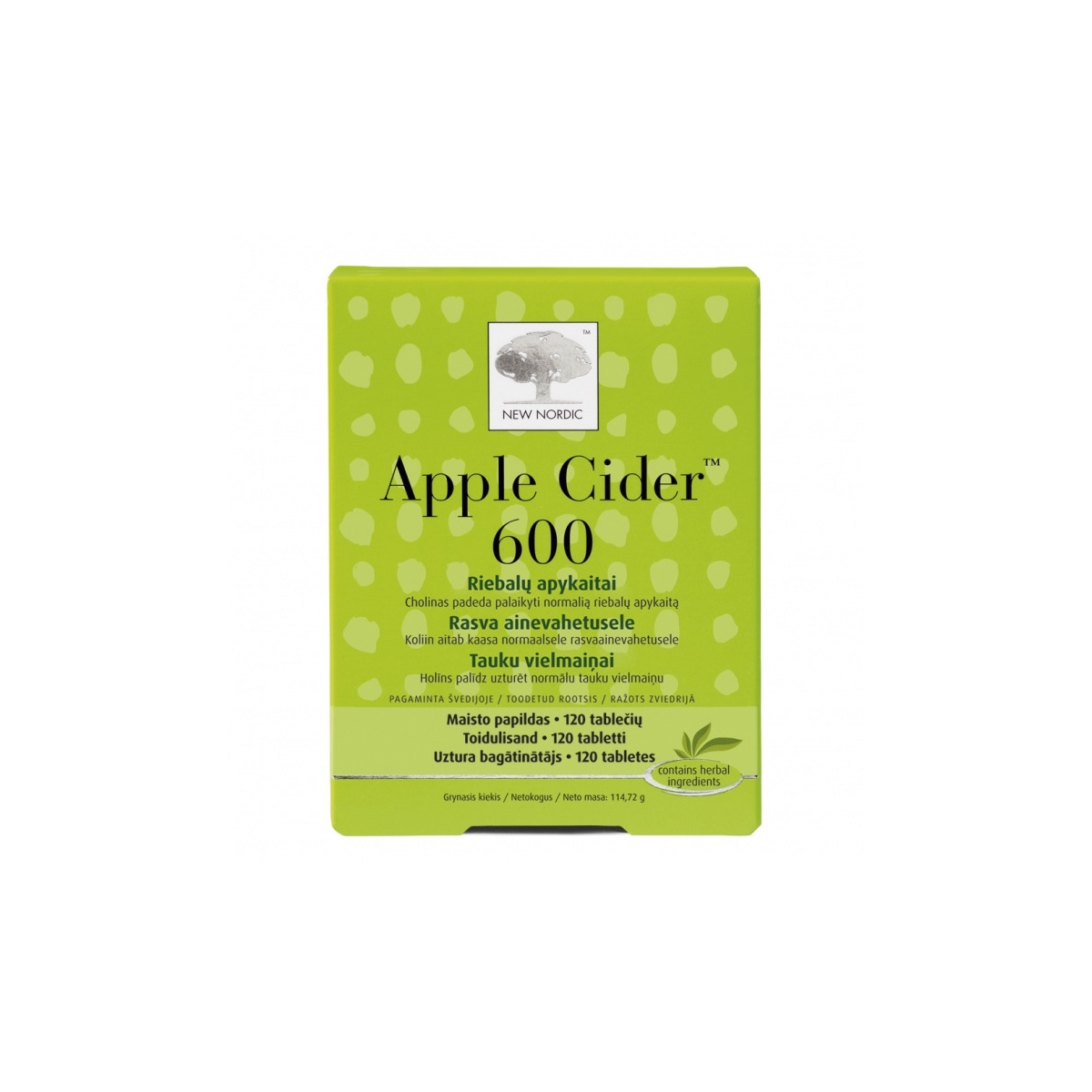 NEW NORDIC Apple cider tabletes, 120 gab. - Produkta attēls