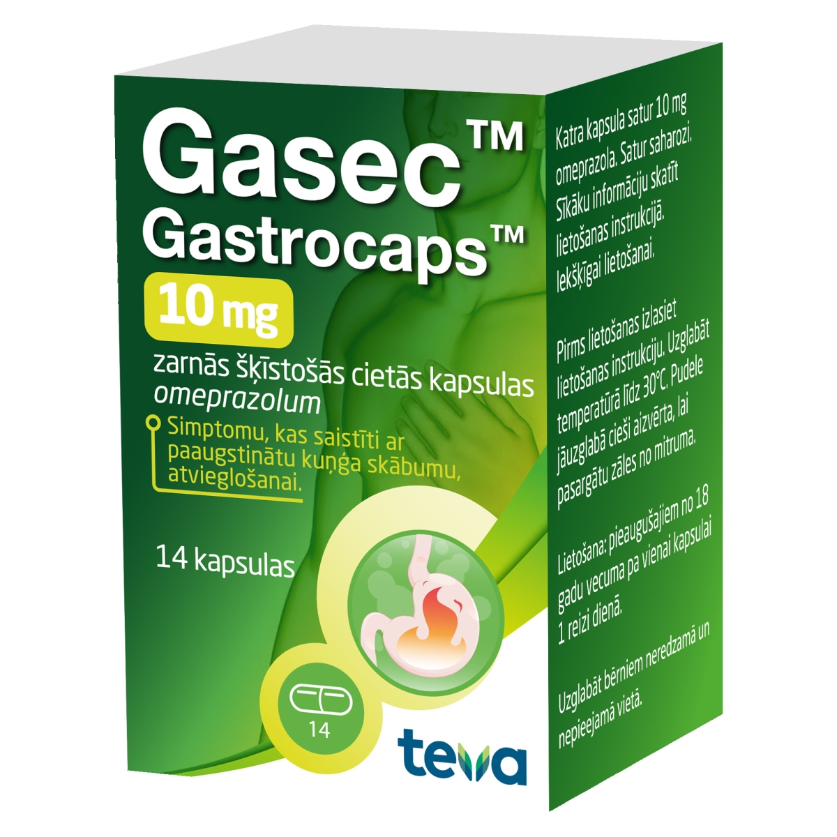 GASEC-10 GASTROCAPS 10MG KAPSULAS N14 - Produkta attēls