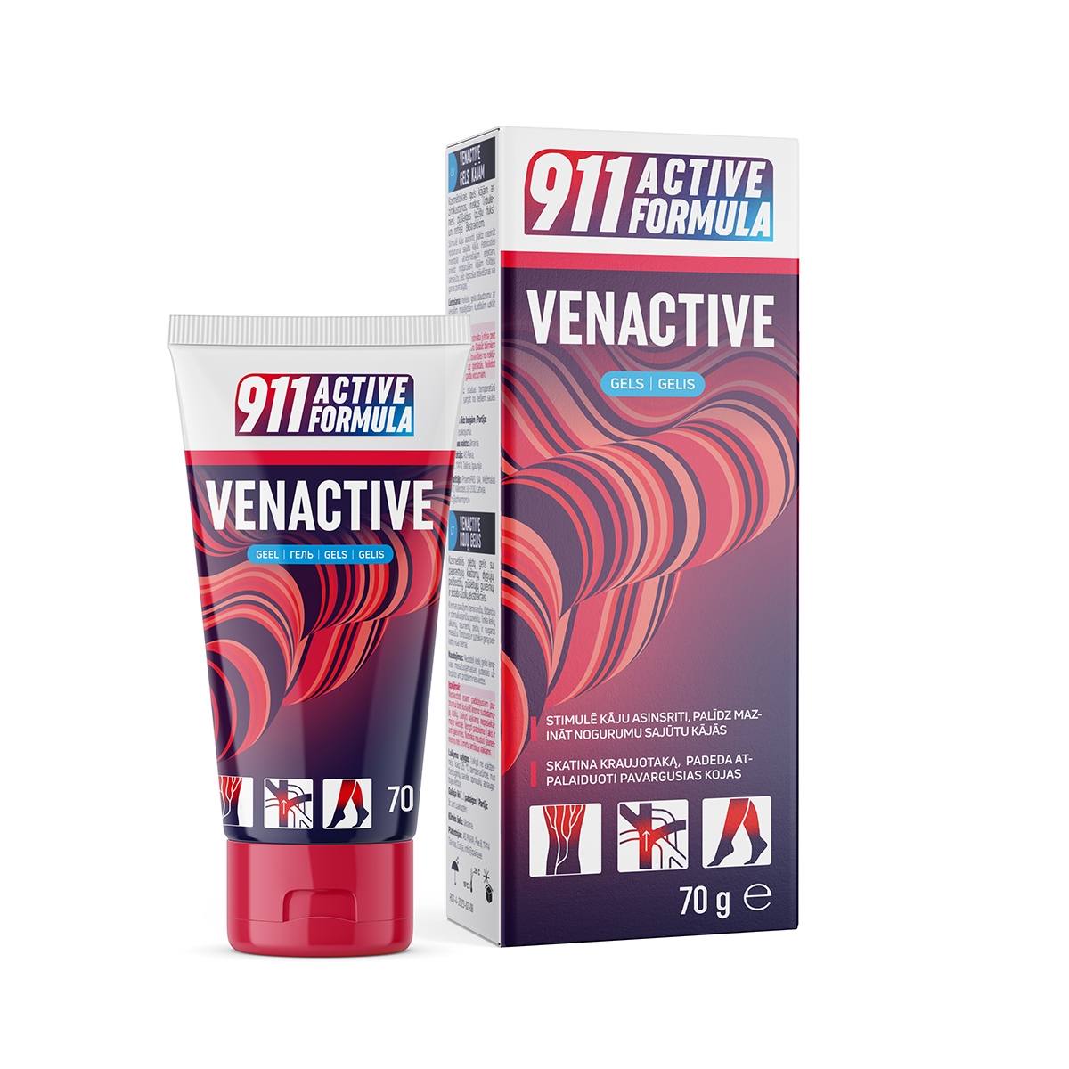 911 Active formula Venactive gels kājām, 70 g - Produkta attēls