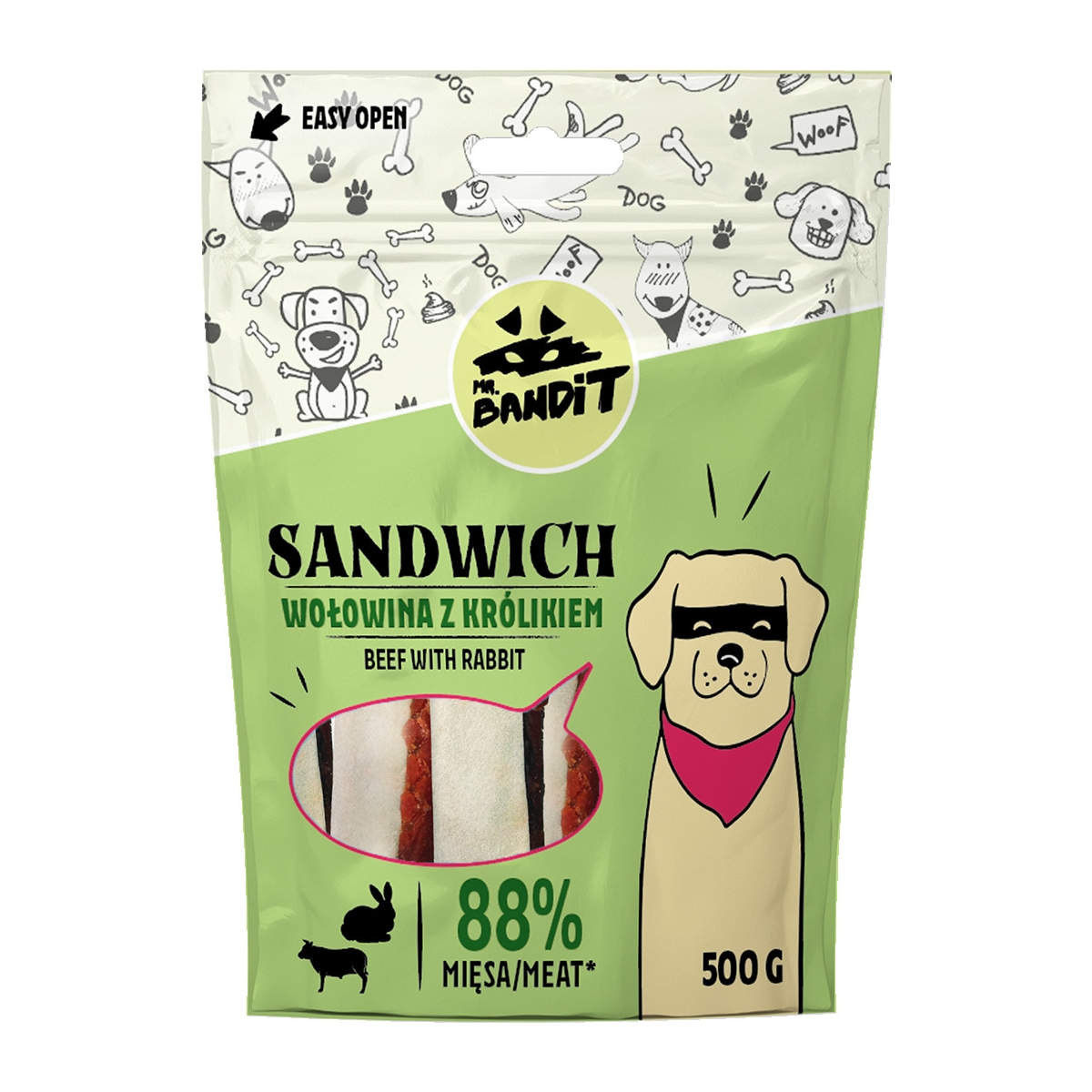 MR.BANDIT SANDWICH KĀRTAINS LIELLOPS AR TRUSI 500G - Produkta attēls