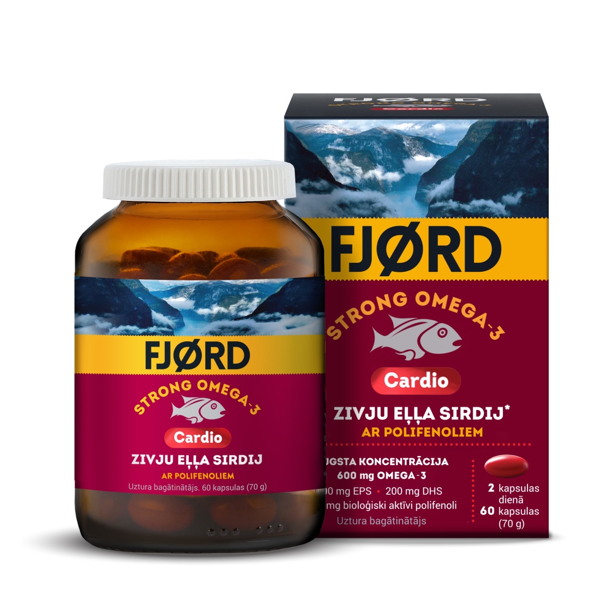 FJORD Strong Omega-3 Cardio kapsulas, 60 gab. - Produkta attēls