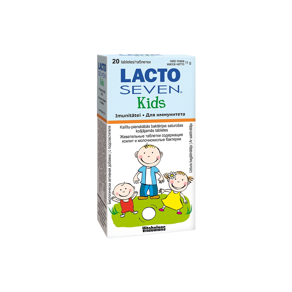 LACTO SEVEN Kids košļājamās tabletes, 20 gab - Produkta attēls